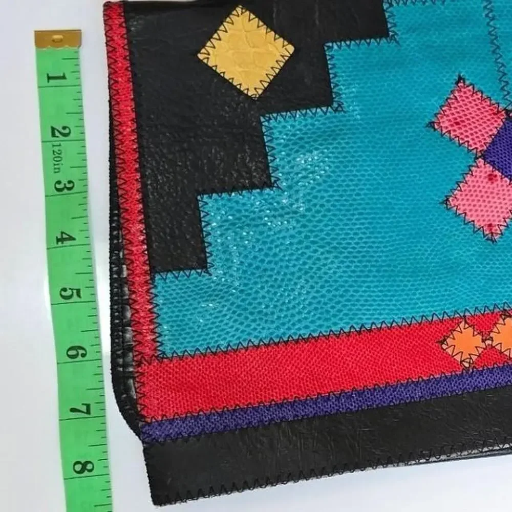 Rare 80s Furst & Mooney Exotic Patchwork Envelope Clutch